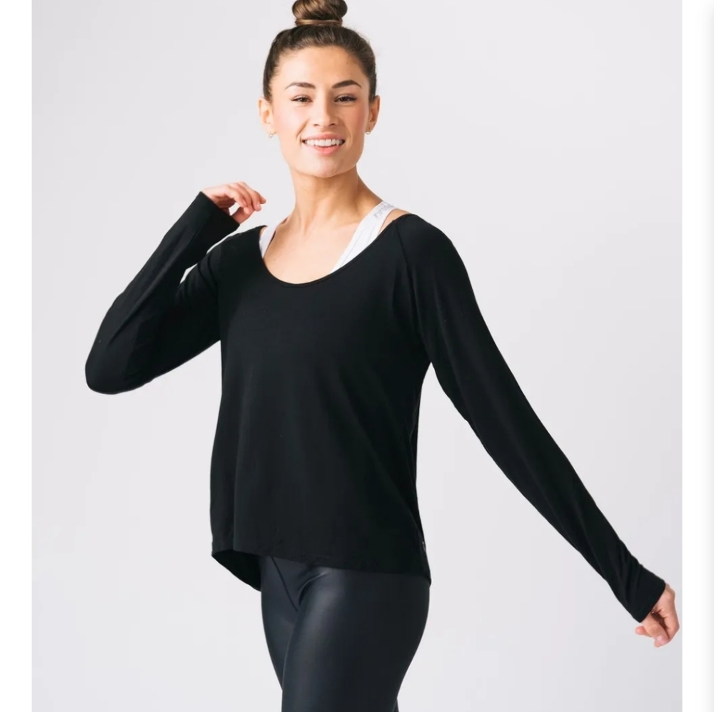 ZYIA Black Namaste Long Sleeve T